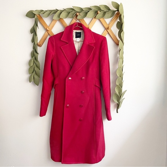 J. Crew Double Breasted Red Wool Blend Coat